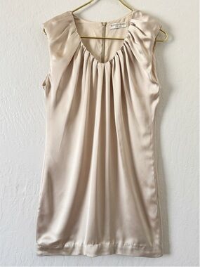 Bottega Veneta Pale Blush Silk Ruffle-Neck shift Dress